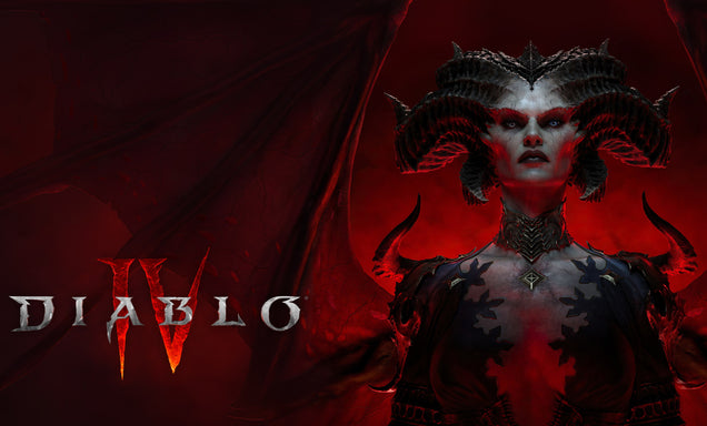 Character from Diablo IV with red and black theme