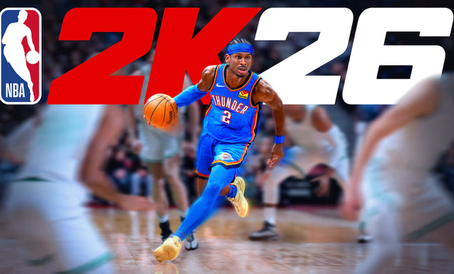 Promotional image for NBA 2K26 featuring a basketball player in action.